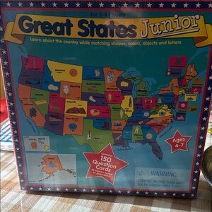 NWT Great States Junior Educational Board Game